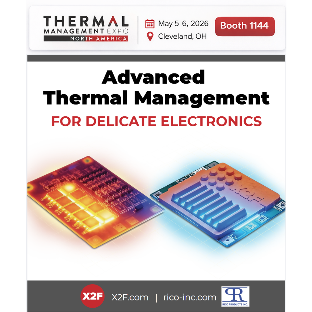 Thermal Management Expo North America booth 1144 graphic promoting advanced thermal management for delicate electronics