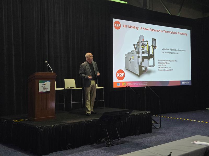 Rick Fitzpatrick presenting on data driven injection molding at PTXPO 2026